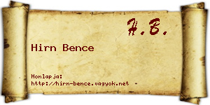 Hirn Bence névjegykártya
